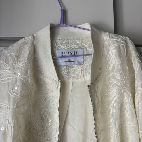 Tiffosi cardigan with embroidery and sequins like new, beige, size S