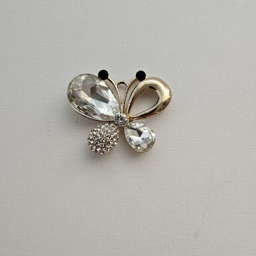 Butterfly brooch like new with crystals and rhinestones