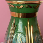 Vintage βάζο 22cm μεταχειρισμένο, σμαραγδί με ανάγλυφο χρυσό