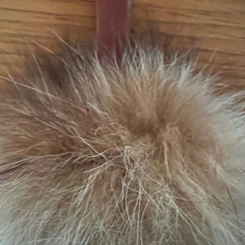 Fur keychain like new, genuine fox fur pom pom with leather strap