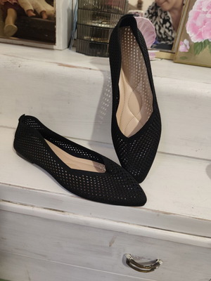 Flat perforated ballerina shoes size 42 new black