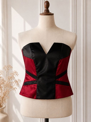 Strapless κορσές Desiree vintage σαν καινούργιος, κόκκινος και μαύρος
