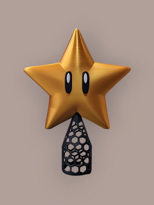 Mario-Style 3D Printed Christmas Tree Topper Star made to order