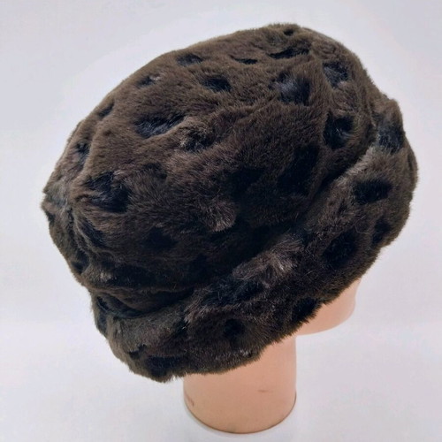 Women's winter hat made of faux fur like new, brown and black