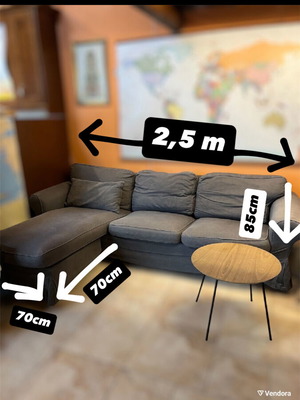3-Seater Sofa used, comfortable gray living room couch