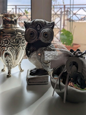 Decorative vase used, silver color