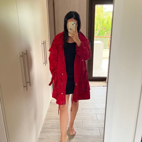 Zara trench coat used, red, size XS/S with belt