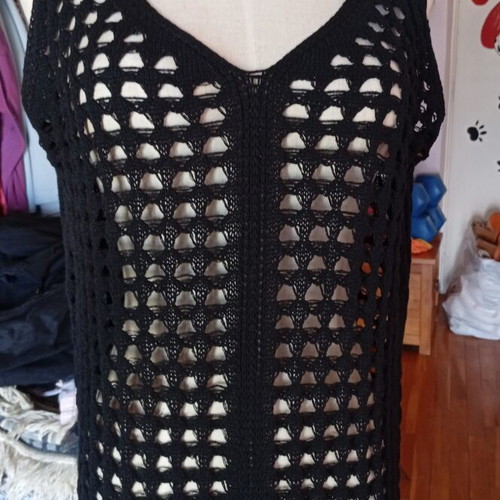 Boho black crochet beach dress, size XL