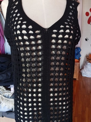 Boho black crochet beach dress, size XL