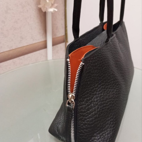 Voi shoulder bag used, genuine leather, black and salmon