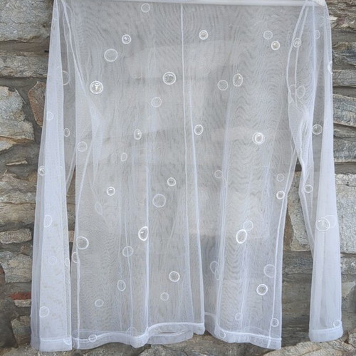 White transparent tulle blouse with embroidered polka dots like new