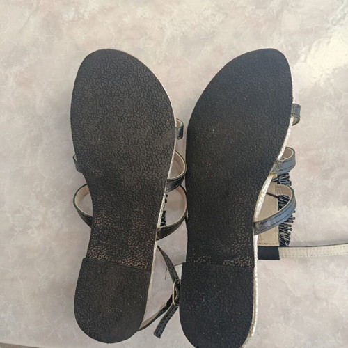 Leather handmade sandals size 37 new, black and grey