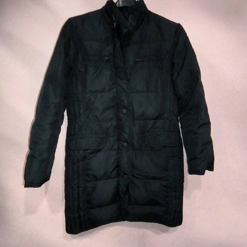 Black long down jacket Read Out size Medium like new