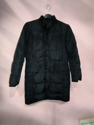 Black long down jacket Read Out size Medium like new