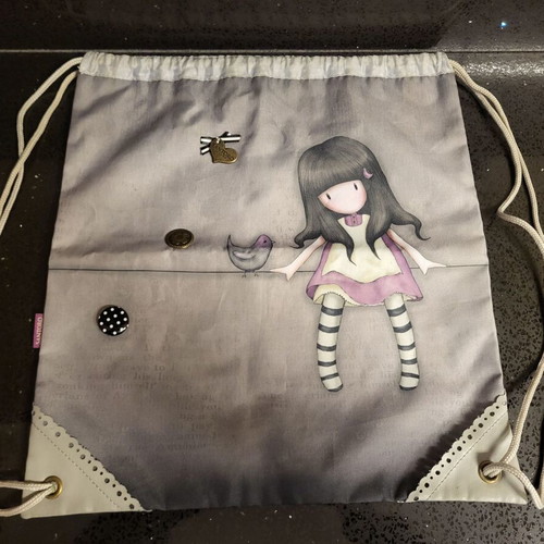 Santoro Large shoulder bag with drawstrings new, gray multicolor