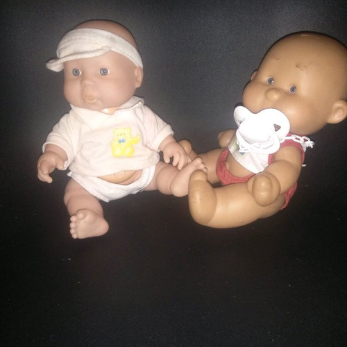 Baby dolls new, set of two mini with clothes and button function