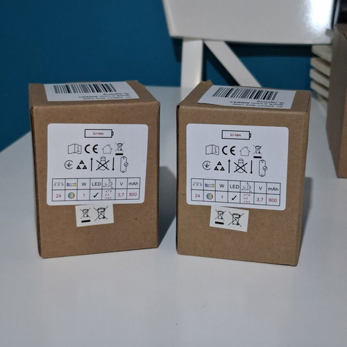 2 LED rechargeable wall lights with walnut wood effect