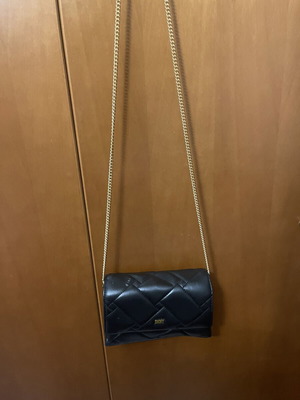 DKNY Willow Clutch Crossbody Shoulder Bag black leather used