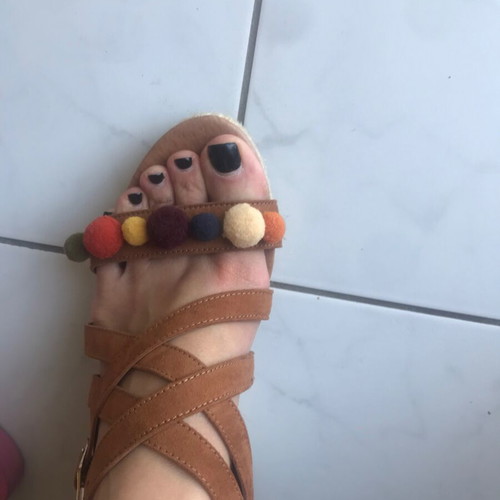 Platform sandals size 39 new with colorful pom-poms