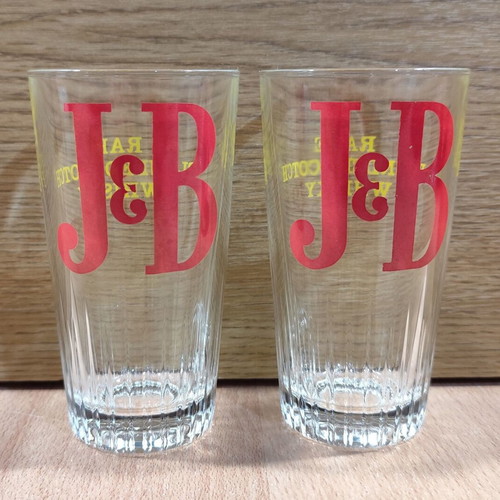 J&B Scotch Whisky set of two old promotional glasses like new