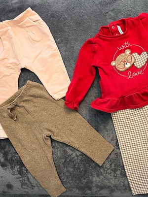 Baby girl clothes 80 cm like new, Mayoral leggings and blouse set, 2 Zara leggings, 2 Zara pants