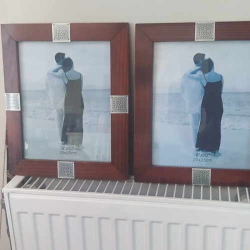 Vintage Vicko photo frames set of 2, unused, 20x25 cm, wood with metal details