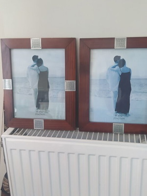 Vintage Vicko photo frames set of 2, unused, 20x25 cm, wood with metal details