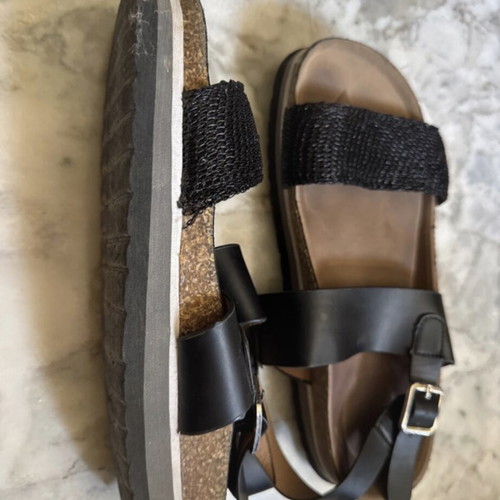 Bozikis black bio cork sole sandals used, size 38