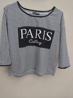 Terranova short-sleeve blouse used, size S, black and white