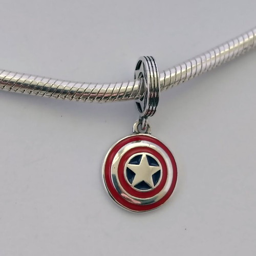 Captain America Shield Charm silver S925 with enamel, new