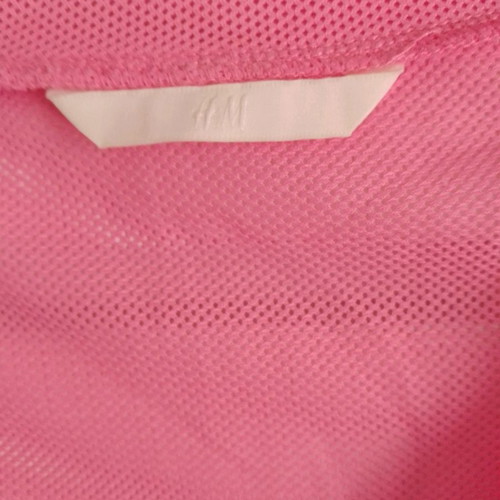 H&M blouse fuchsia pink new with red stripes on sleeves, size XL