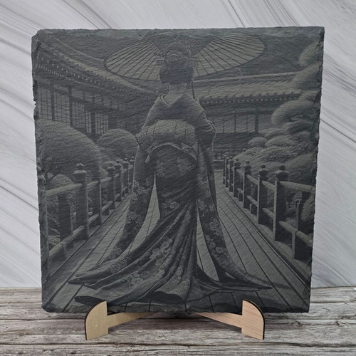 Engraved volcanic tile Geisha 20x20 cm