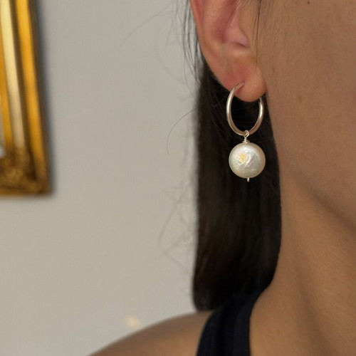 Silver925 hoop earrings with pearls like new