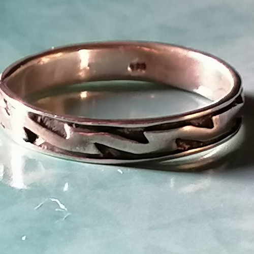 Men's silver 925 lightning band ring new No 68 (US 12)