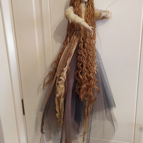 Handmade porcelain marionette doll, decorative, 75 cm