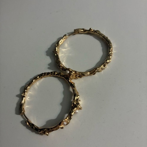 Steel hoop earrings with pearls and beautiful design new