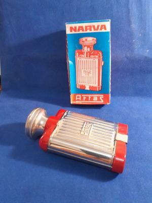 Old metal flashlight from the 60s new in its box