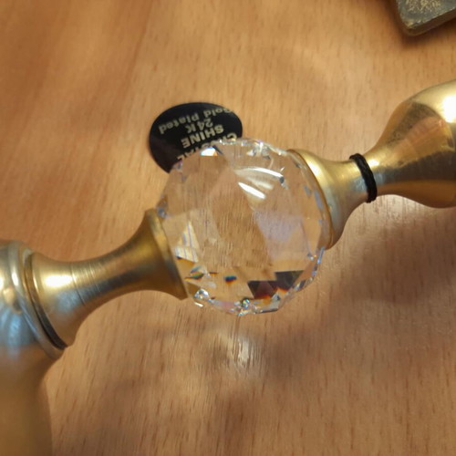 Vintage Lovjo of Sweden vase/candleholder 24K gold plated with crystal new