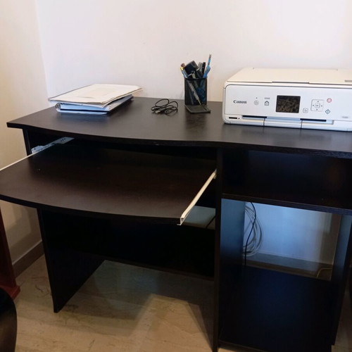 Desk used wenge color with drawer and shelves for Pc tower