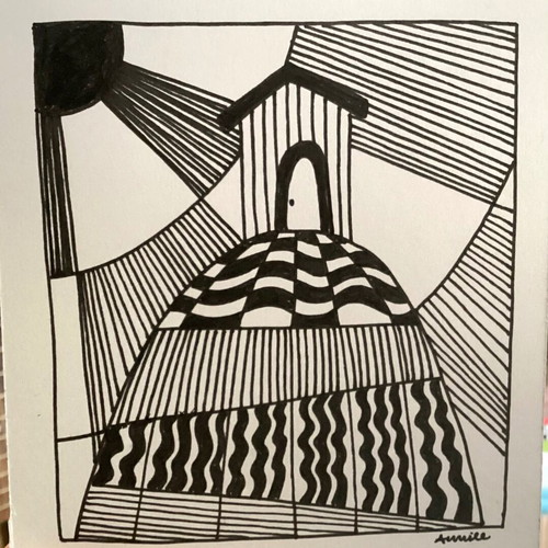 House sketch new, mini hand-drawn on Bristol 250gr paper