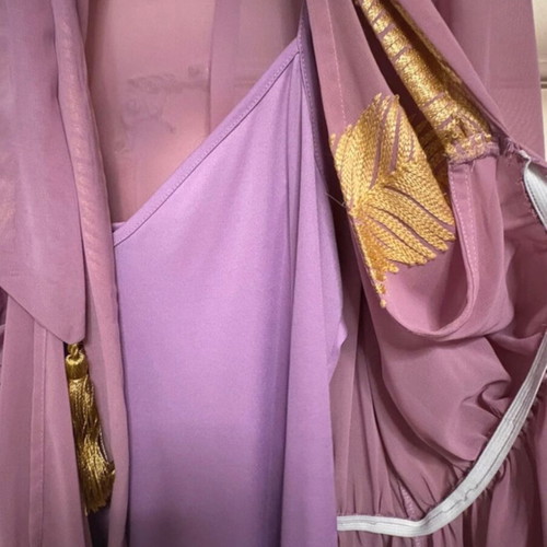 Be You purple dress with gold embroidery and tassel belt, like new, size L