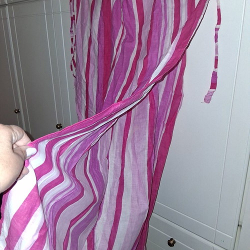 Summer striped cotton palazzo pants like new, white and pink