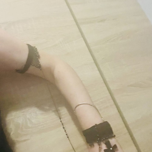 Black suede-style double bracelet with chain hand jewelry