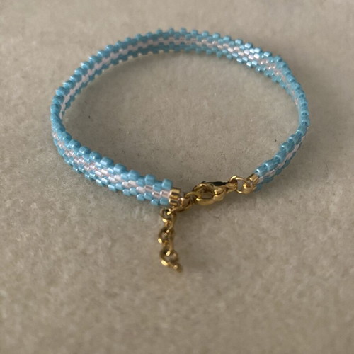 Handmade Bracelet with Miyuki Delica Beads Blue Pink new