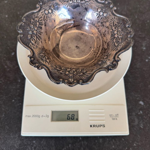 Silver bowl 925 used with embossed floral design 68g