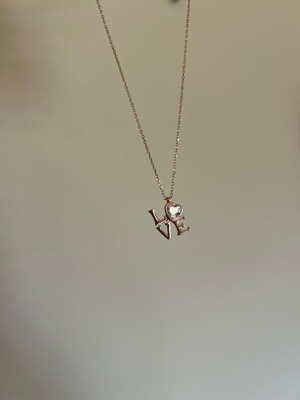Love necklace with heart 925 silver gold plated new