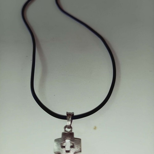 Silver 925 Cross Pendant with Black Cord by Apefthon new