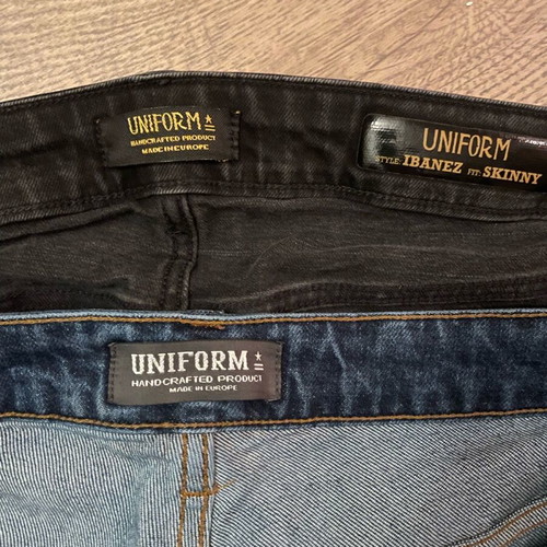 Uniform jeans 2 pieces used, size 36, black and blue