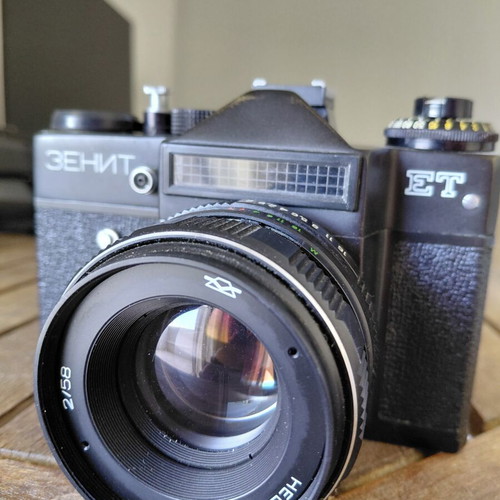 Zenit‑E film camera with Helios‑44M‑4 58mm f/2 lens used