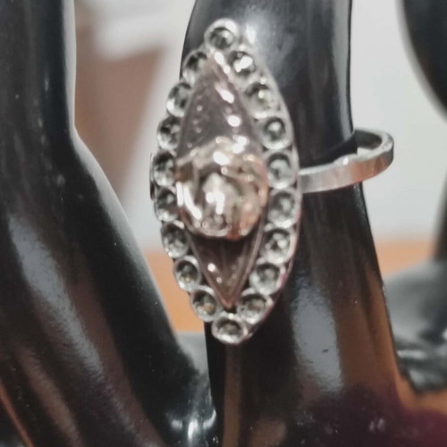 Roditiko silver-gold ring used with marcasite, size 16